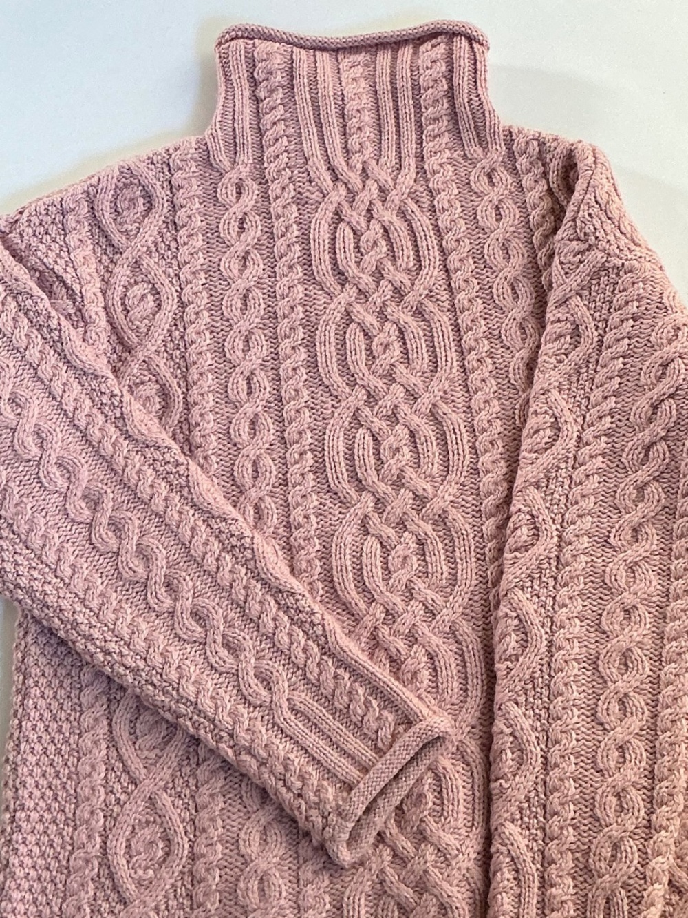 Aran Crafts Ireland Sweater Pink Soft Merino Wool Cable Knit EUC Womens Medium - Picture 2 of 13